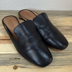 Madewell Black Leather Mule Slides Size 6.5 Butter Soft Leather Great Condition!